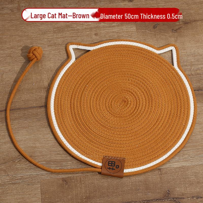 Wear-Resistant Woven Cat Scratching Mat with Self-Entertainment Ball, Cooling Mat, and Sleeping Area