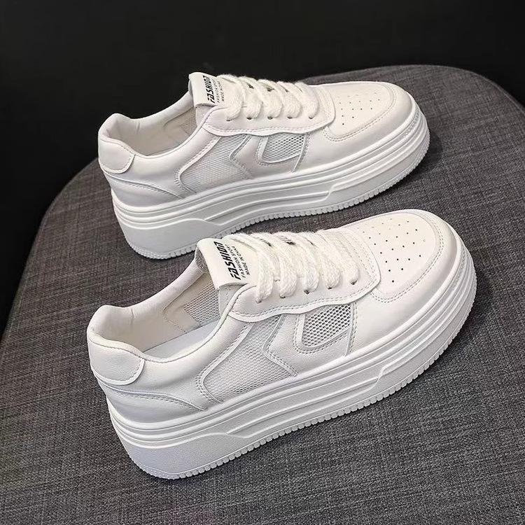 Little White Shoes Women's Life Thick-soled Versatile Spring and Autumn Muffin 2025 Summer Mesh Breathable New Casual Sports Board Shoes