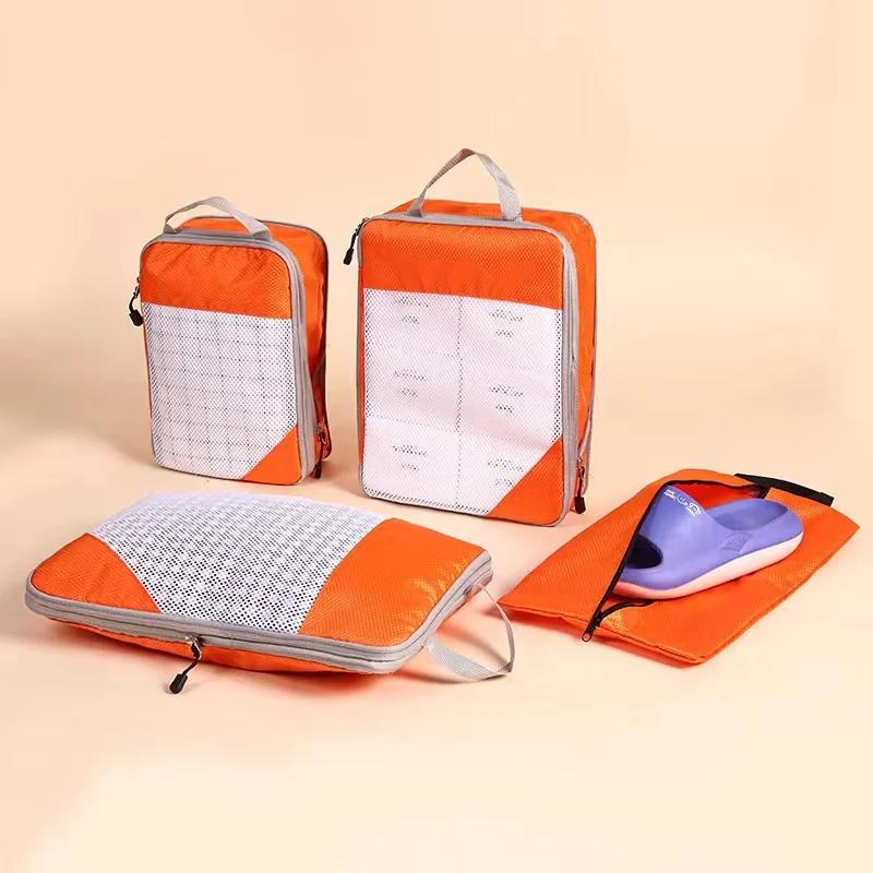 4-Piece Thickened Compressed Mesh Storage Bags - Large Capacity Shoe & Luggage Organizers,Multi-Functional for Travel & Home Use