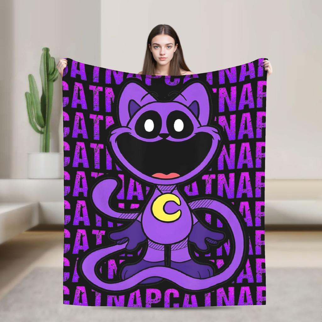 Cartoon S-Smiling Critters Anime Blankets Game Plush Novelty Warm Throw Blanket for Home Autumn/Winter