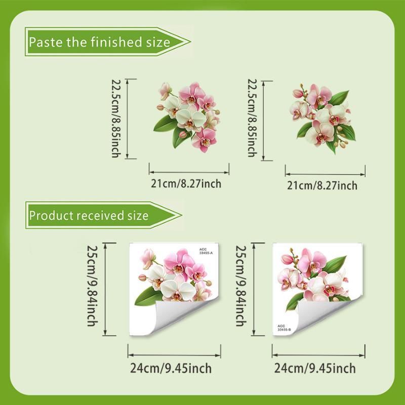 2Pcs Creative Rose Flower Waterproof Toilet Sticker Bathroom Wall Background Decal Home Decoration Self-adhesive Posters