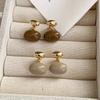 Vintage Metal Enamel Dripping Oil Oval Dangle Earrings For Women Elegant Coffee Color Two Ways To Wear Earrings Jewelry Gifts