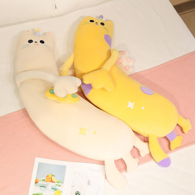Creative Long Arms Cat Plush Toys Soft Big Size Sleeping Hugging Kitten Doll Cuddly Cartoon Animal Home Throw Pillow Room Decor