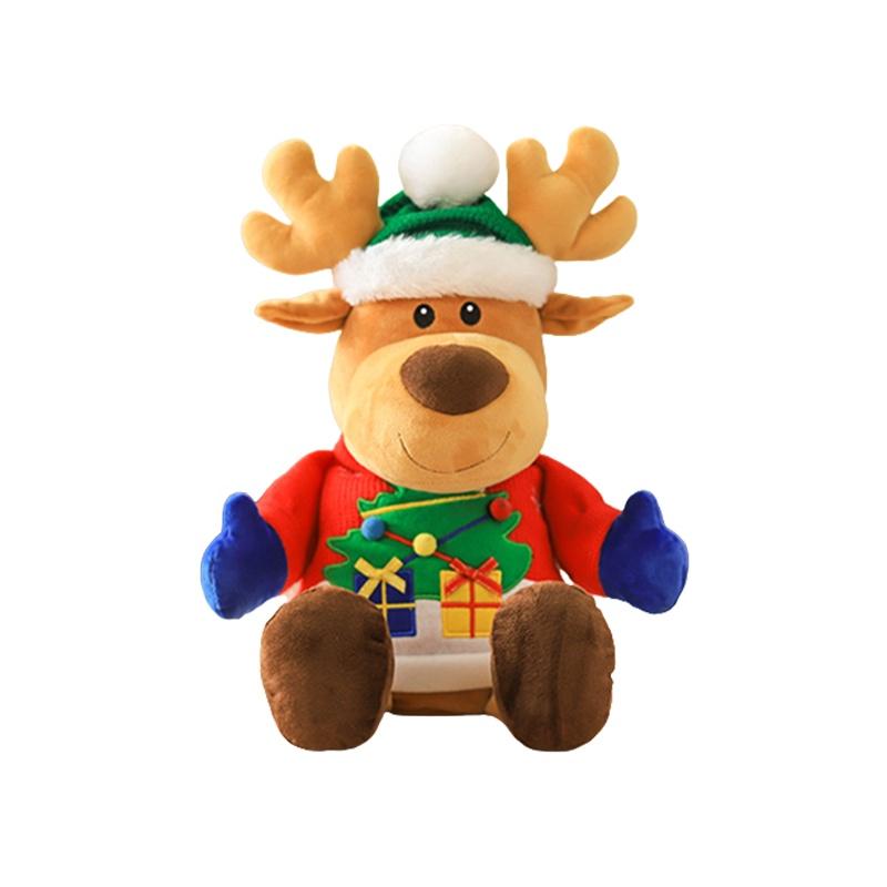 Special Xmas Gift Plush Santa Elk Dolls W/ Hidden Zippers Candy Gifts