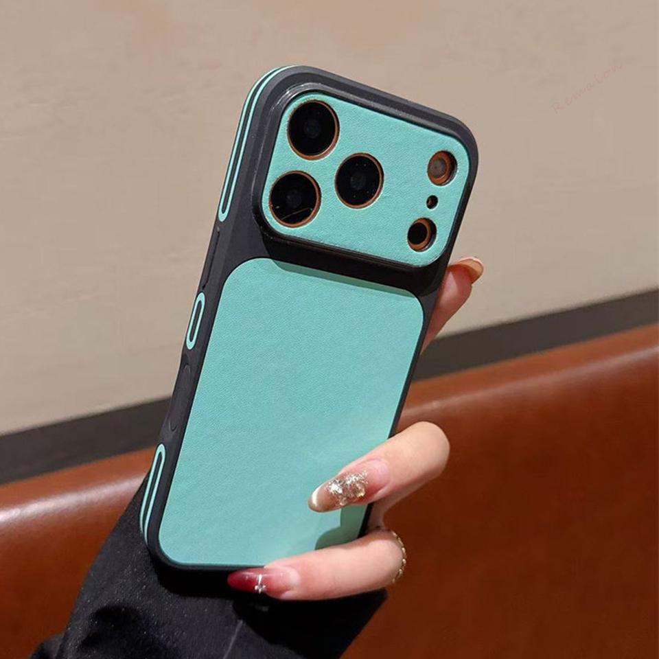 Candy Official Leather Phone Case for iPhone 17 13 14 15 16 Pro Max 14 15 16 Plus Big Window Shockproof Protector Cover