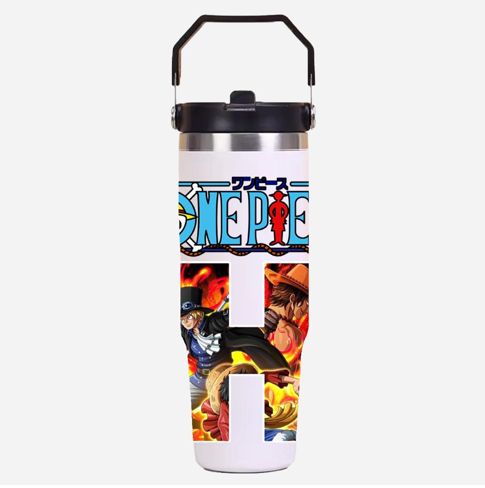 30oz Anime A-Z English Letter Printed Simple Solid Color Stainless Steel Thermos Water Cup Thermal Insulation Cold Ice Cup
