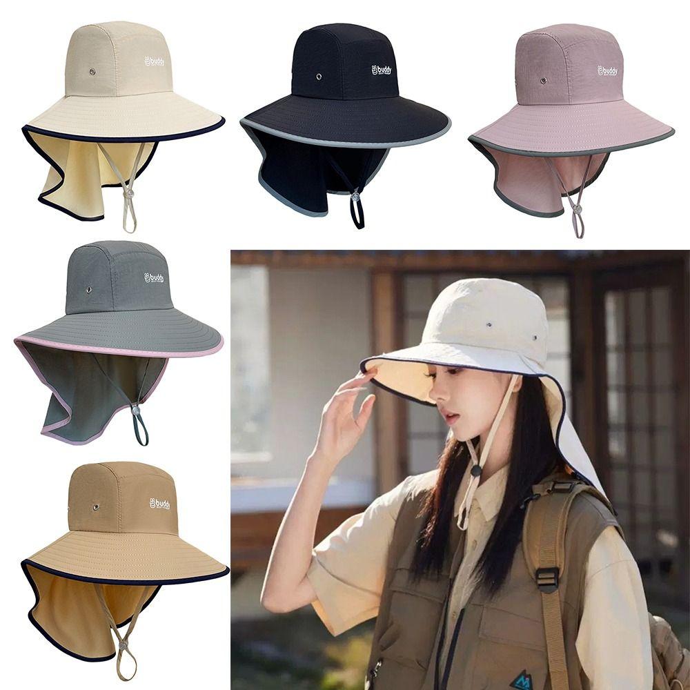 

Foldable Shawl Cap Wide Brim Fishermen Cap Casual Bucket Hat бежевий