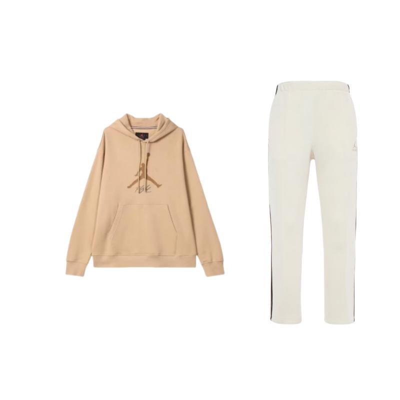 

Jordan Hooded Printed Long Sleeve Sweatshirt And Comfortable Elastic Casual Sports Pants Set Men sets DV7464-113+FD7546-200 M