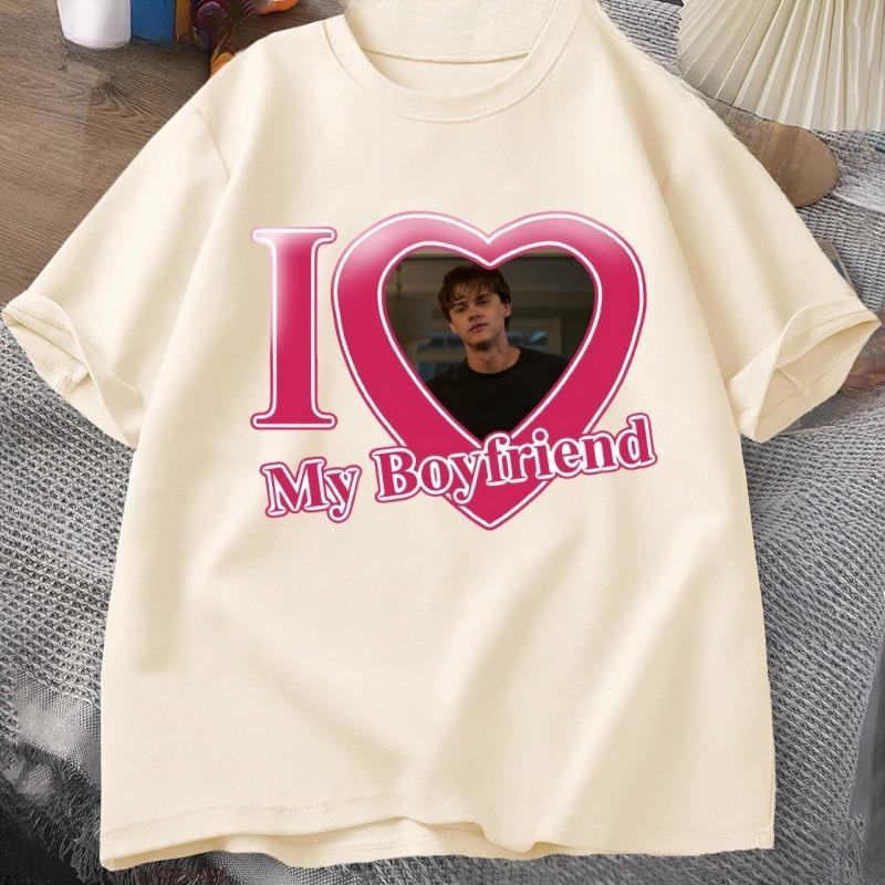 Team Conrad I Love My Boyfriend T Shirt Causal Cotton Short Sleeve Tshirt Round Neck Printed Couple Tshirt WOMENs Clothing