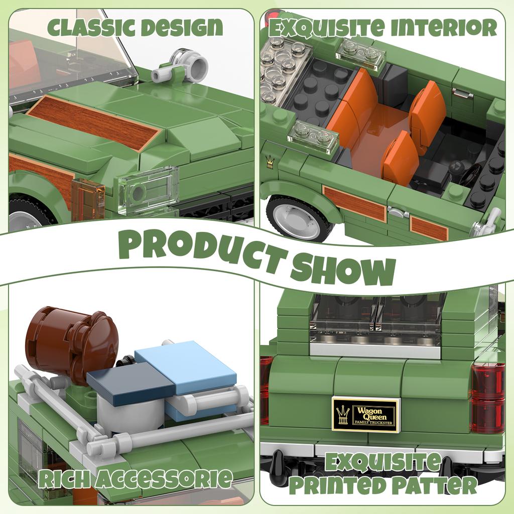 Family Vacation Wagon Queen Truckster Road Trip Toy Building Blocks Set Compatible With Lego Car Building Set Ideal For Fans Boy