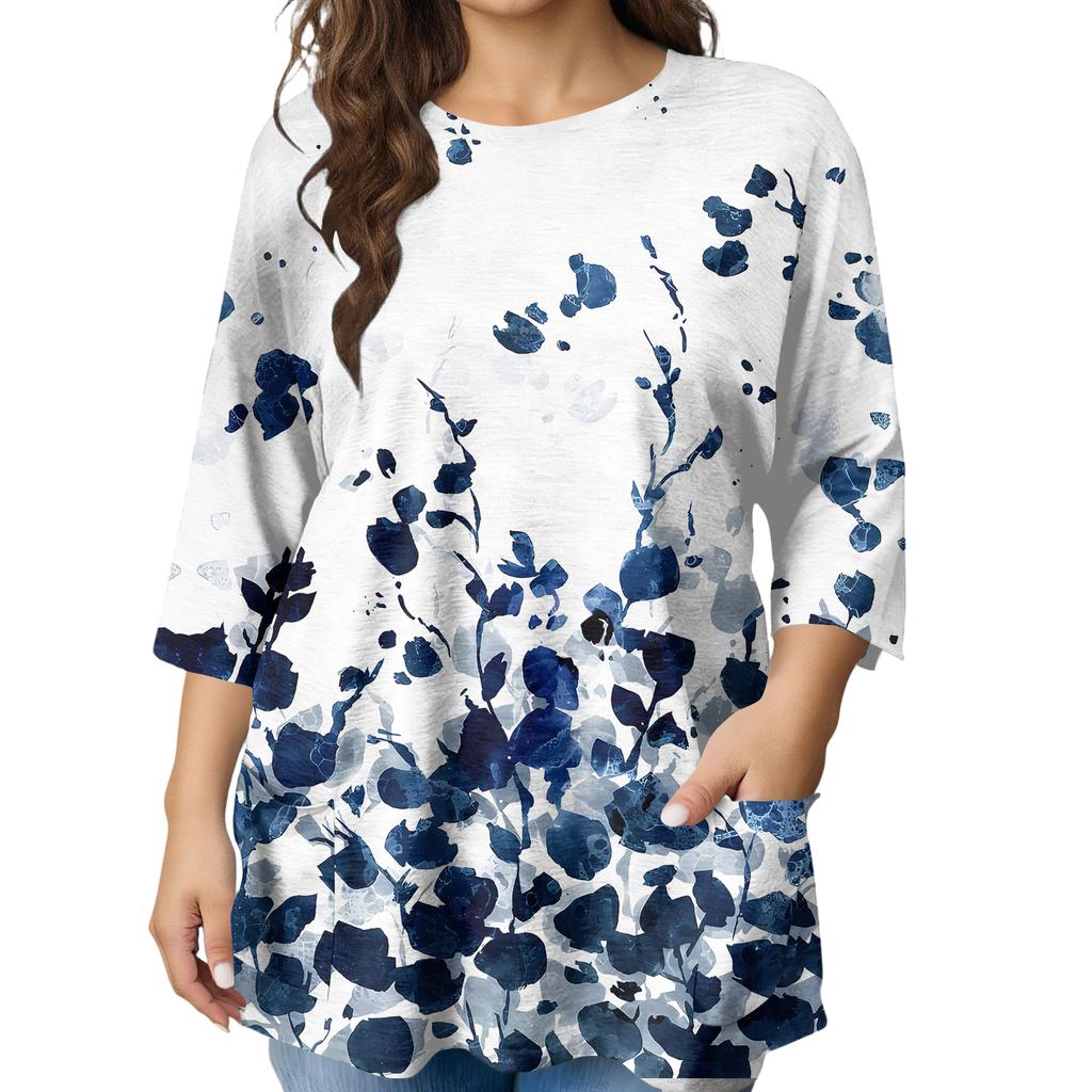 Damen Mode Übergröße Bedruckte Kurzarmbluse Für Elegantes Pendeln Und Freizeitkleidung