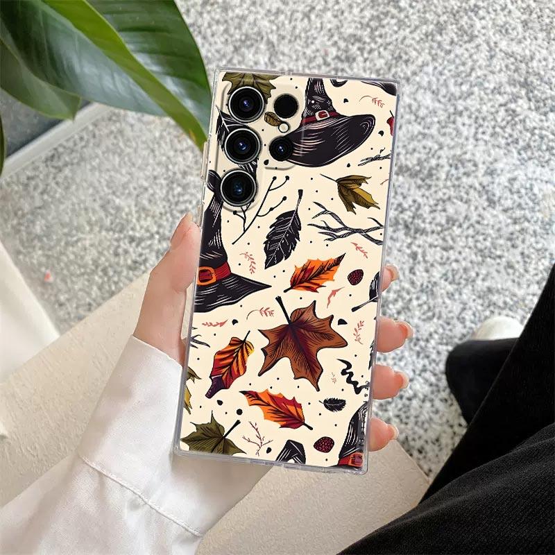 Happy Halloween Katze Kürbis S25FE Klare Hülle Für Samsung Galaxy S25 S24 S23 Ultra S20 S21 FE S22 Plus A56 5G A17 A07 Handyhülle