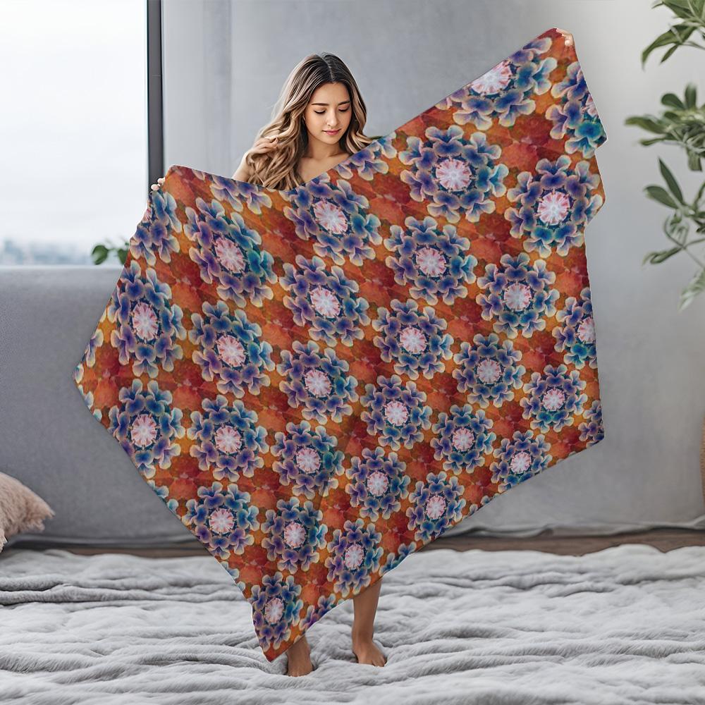Soft Fleece Blanket Floral Print Throw Blanket for Sofa Bed Decorative Warm Cozy Throw Blanket