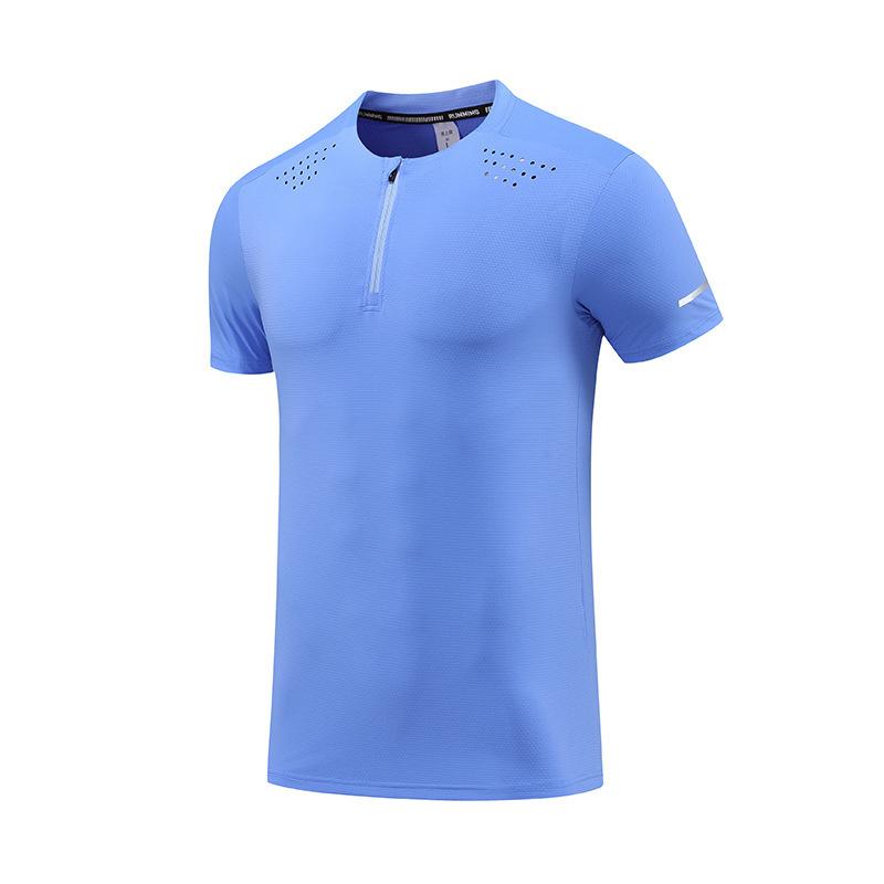 Sport-T-Shirt Halber Reißverschluss Fitnesskleidung Herren Basketball Trainingskleidung Laufen Atmungsaktive Kleidung Kurzarm-T-Shirt Schnelltrocknend