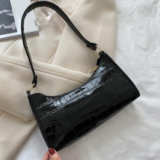 Women Textured Single Shoulder Bag Faux Leather Large Capacity Solid Color Casual