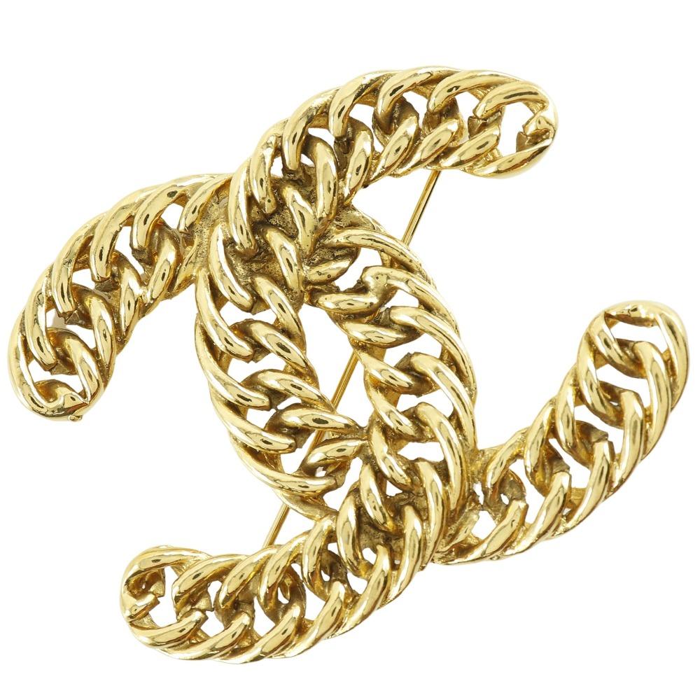 Chanel ChainCOCO Mark Brooch Plated Gold 36.4g Women Used