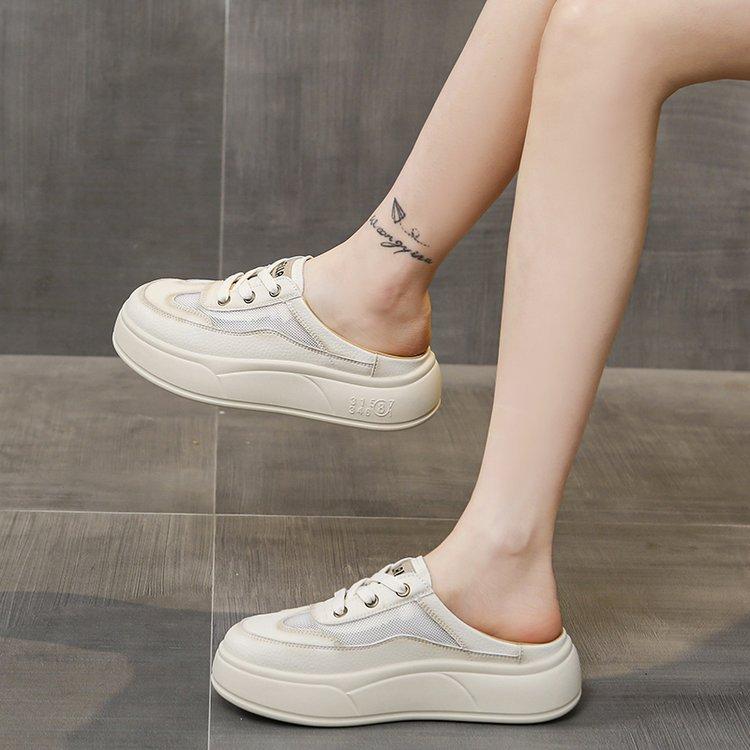 

Super soft sheepskin women s shoes platform bag head half slippers women s 2025 new summer wear casual sandals single shoes 40 бежевый