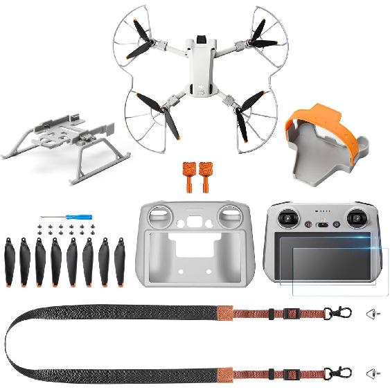 Mini 3 Pro/Mini 3 Accessories Bundle 8 in 1 Accessories kit, Propeller Holder Strap,Propeller Guard,Joysticks,HD Glass Protector,Lanyard Neck