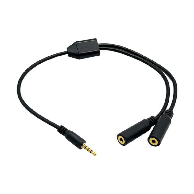 Heavy Duty TRRS 4Pole Audios Cable 2.5mm Male to Double 2.5mm Female Adapter Gold Plated Connectors TangleFree Design