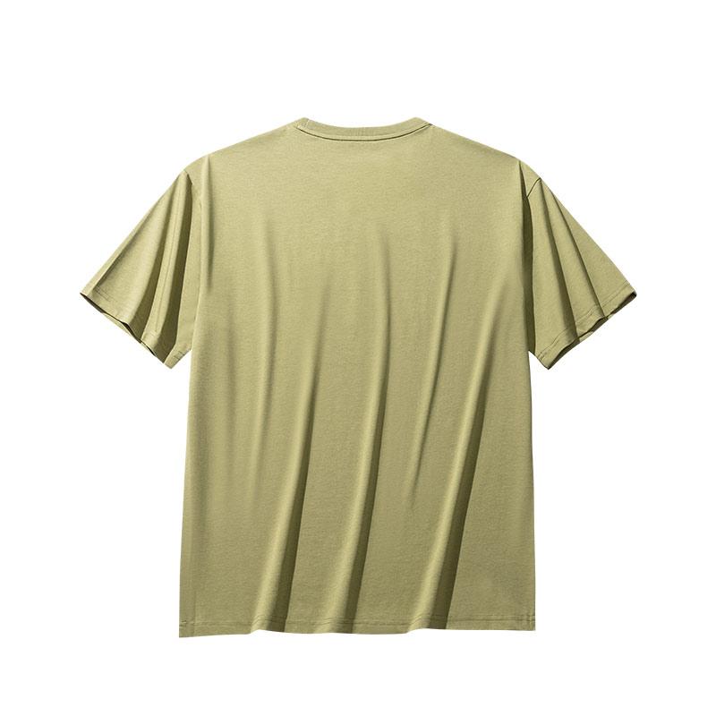 Anta Lifestyle Series Simple Solid Color Letter Round Neck Pullover Short Sleeve T-Shirt Men Tops Smoke-Green 952528111-4
