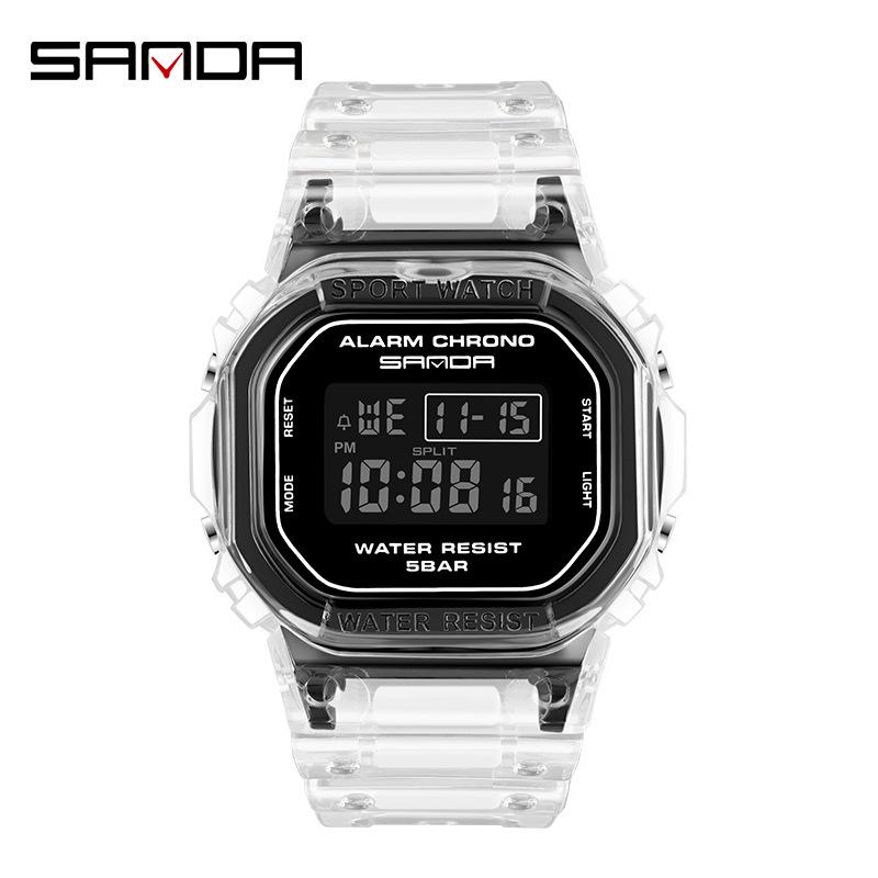 Sanda Transparent Strap Luminous Waterproof Sports Watch