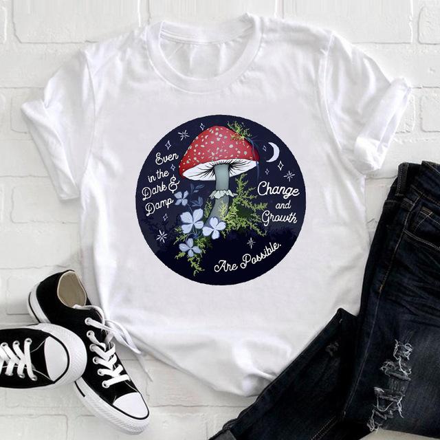 Casual Flowers Forest Graphic Women's T-Shirt Summer Blouse Loose 90S Short Sleeve O-Neck Tees Ladies White Tops Female Clothing