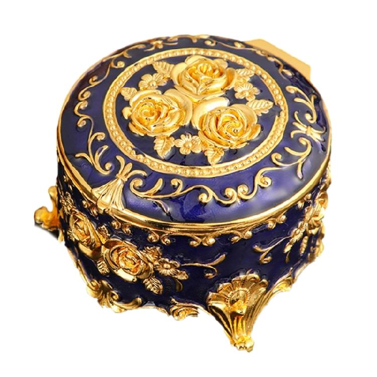 Elegant Enamel Jewelry Storage Decorative Vintage Metal Accessories Box Desktop Organiser For Rings Bracelets Chain