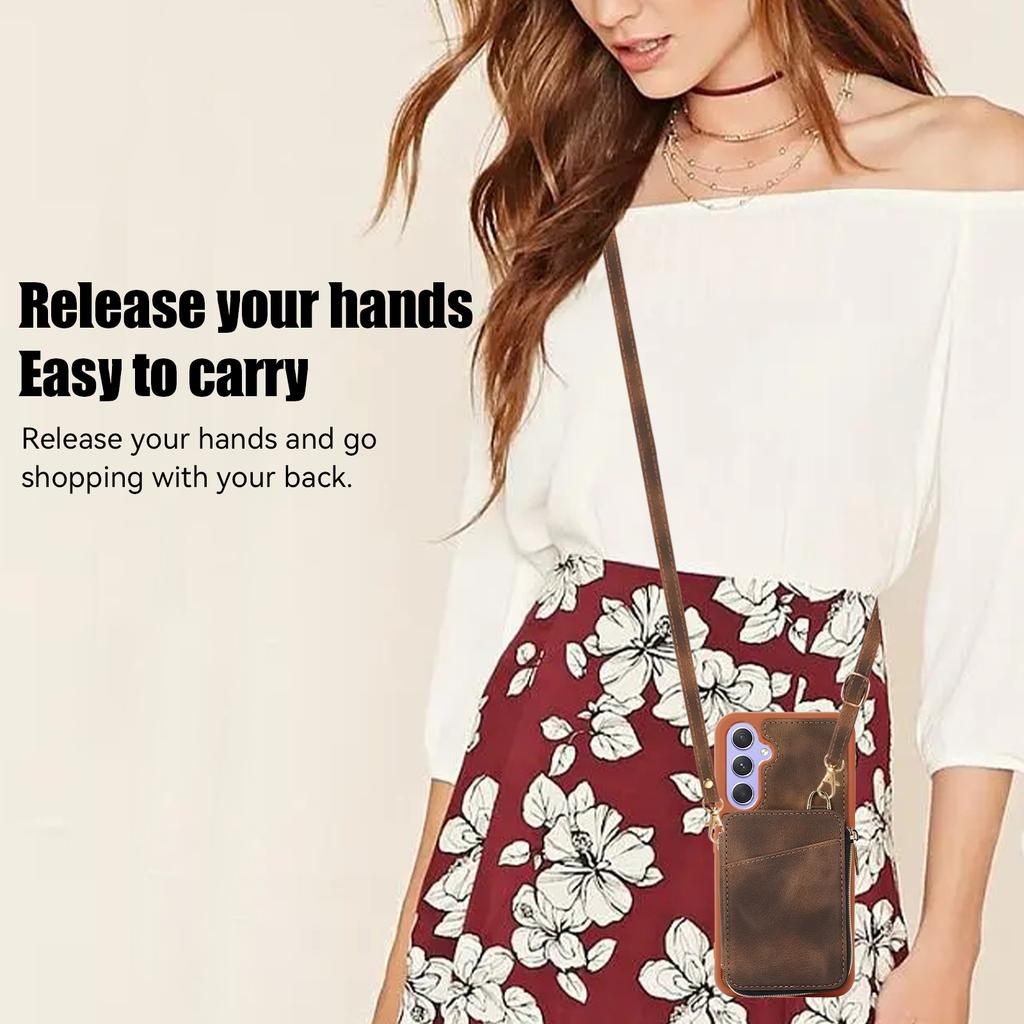 Card Holder Pocket Case for Samsung Galaxy A54 5G PU Leather Coated TPU Kickstand Phone Cover Shell