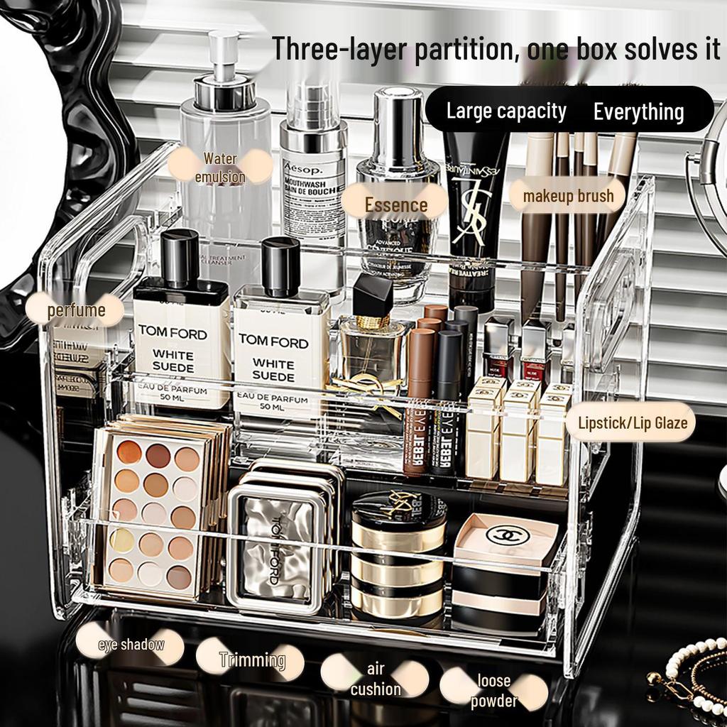 Luxury Desktop Organizer for Cosmetics & Perfumes - Tiered Display Stand with Slanted Storage