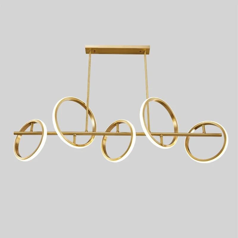 Copper Modern Led Chandelier For Living Room Dining Room Kitchen Decoration Gold Pendant Lamp Circle Ring Ceiling Hanging Lights