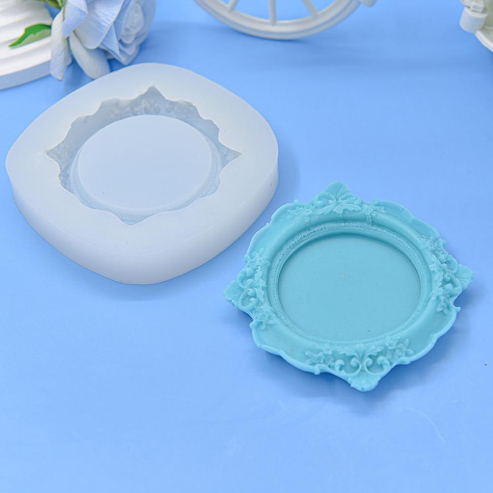 Baroque Style Tray Silicone Mold European Style Lace Relief Fruit Cake Pallet Cement Concrete Storage Dish Mould Resin Coaster