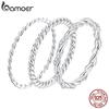 BAMOER 925 Silver Braided Texture Twisted Eternity Band Stackable Rings Fine Jewelry