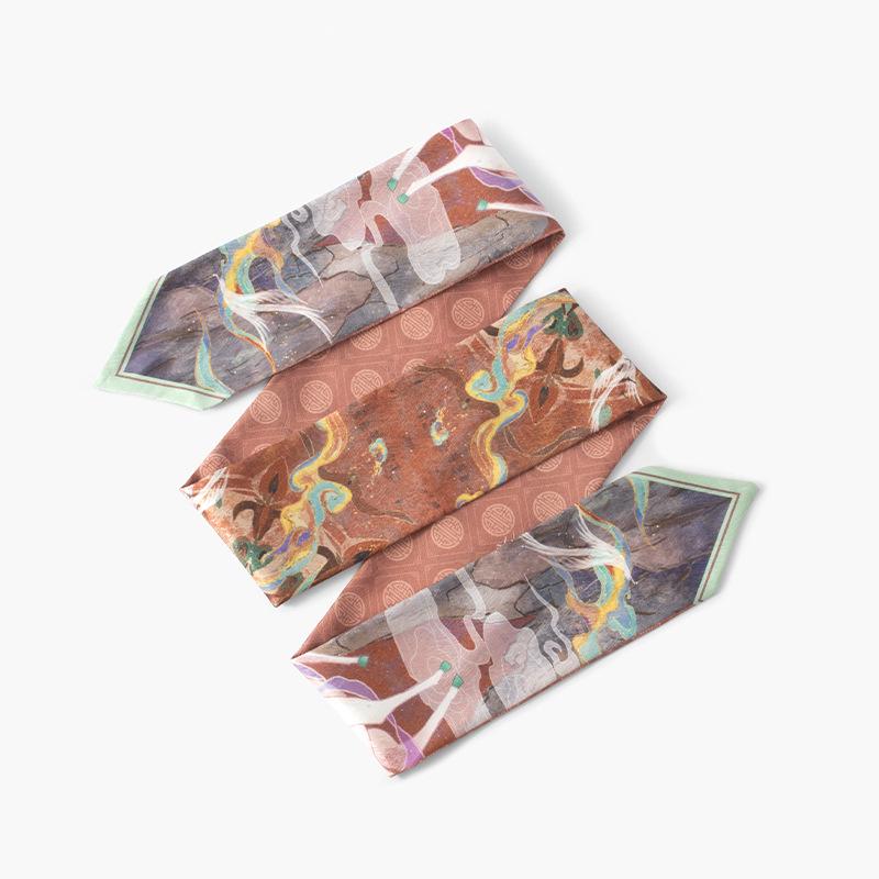 Dunhuang Silk Scarf: Chinese-Style Women's Ribbon, Headband, and Binding Bag Accessory.