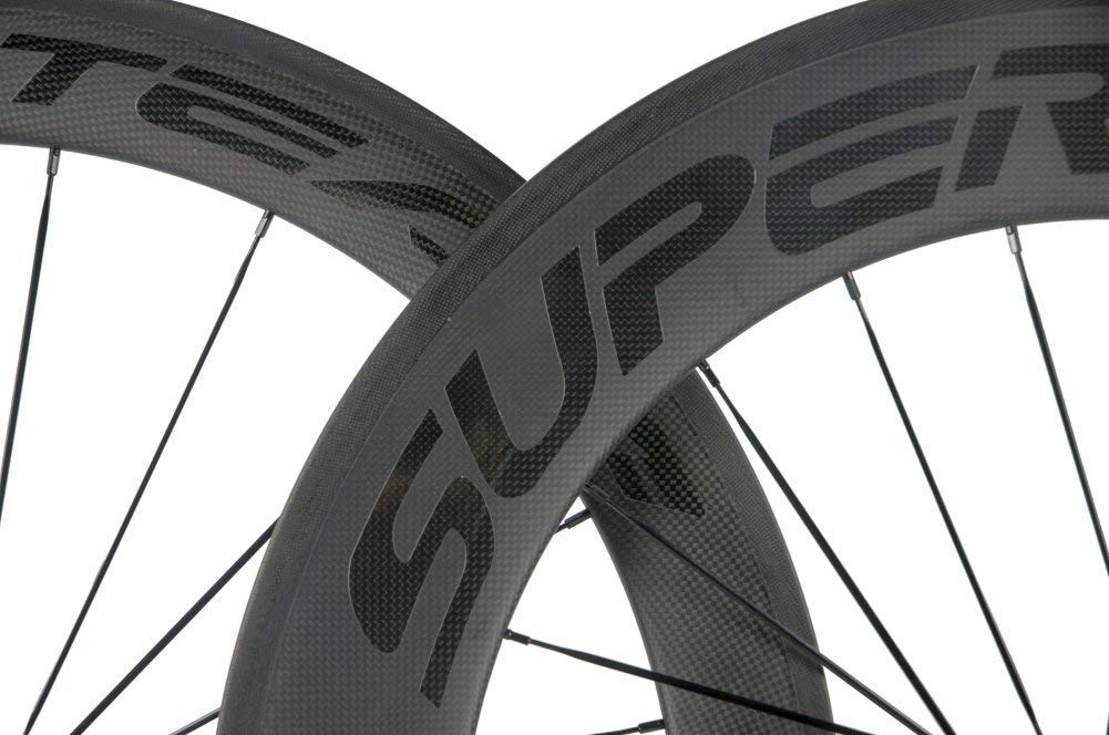 Superteam Carbon Bicycle Wheels, Front 60mm, Rear 88mm, Clincher Road Wheels, 700C (Transparent Black)
