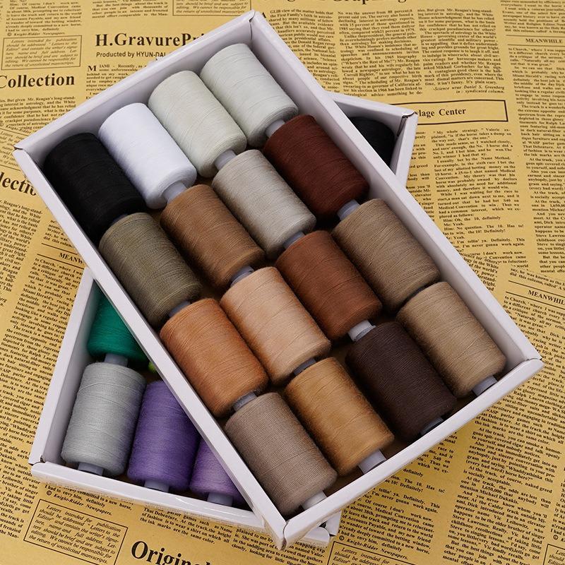 Fil à coudre combiné de 16 couleurs, 1000 yards, pour machine à coudre, ensemble de fils en Polyester 402, DIY