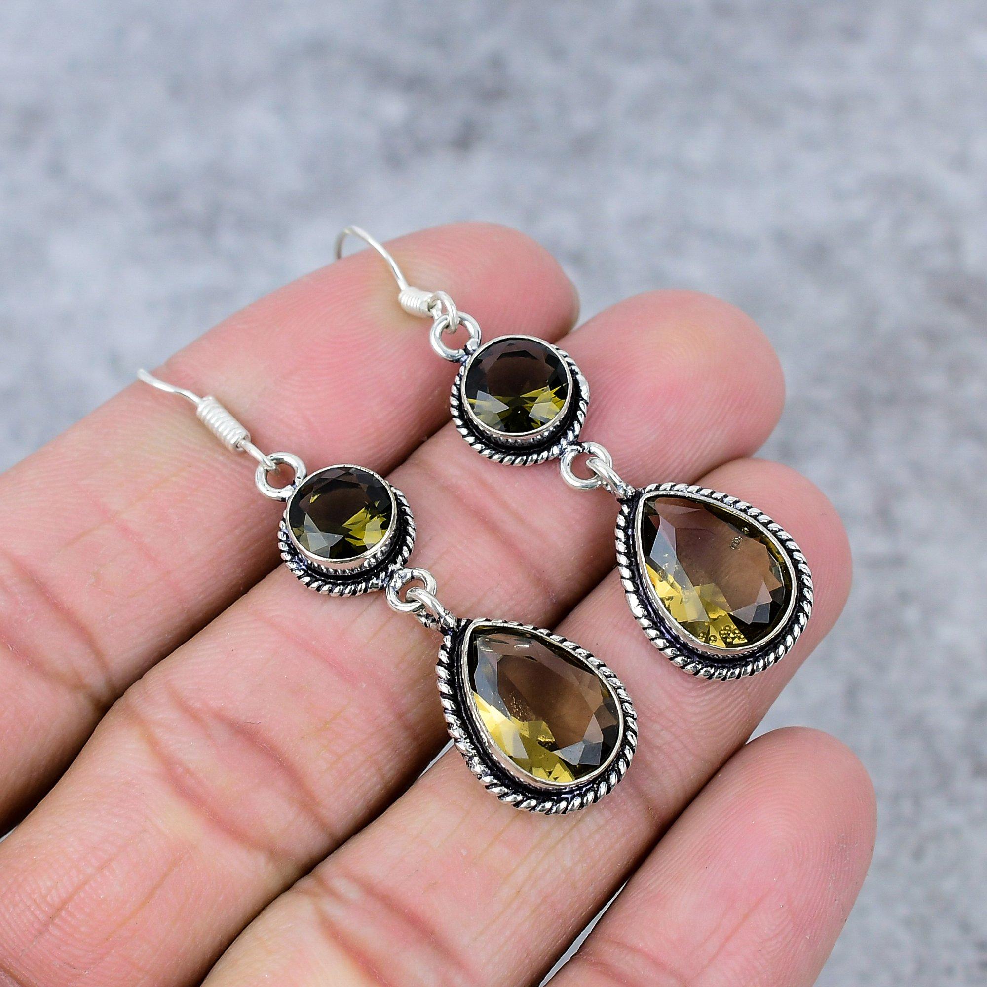 

Citrine Gemstone Handmade 925 Sterling Silver Jewelry Earring 2.56 M-350