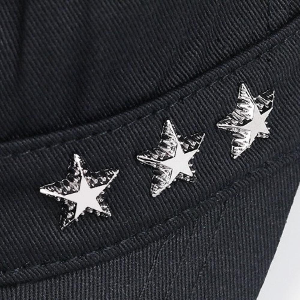 Solid Flat Top Hat Stars Sunshade Hat Breathable Cadet Hat Men Sunscrean