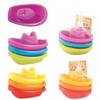 Jouets de Bain pour Bébé Jouets Bateaux Empilables Colorés Éducation Précoce Intelligence Cadeau Tasse Empilable en Forme de Bateau Tour Pliante Jouets pour Bébé