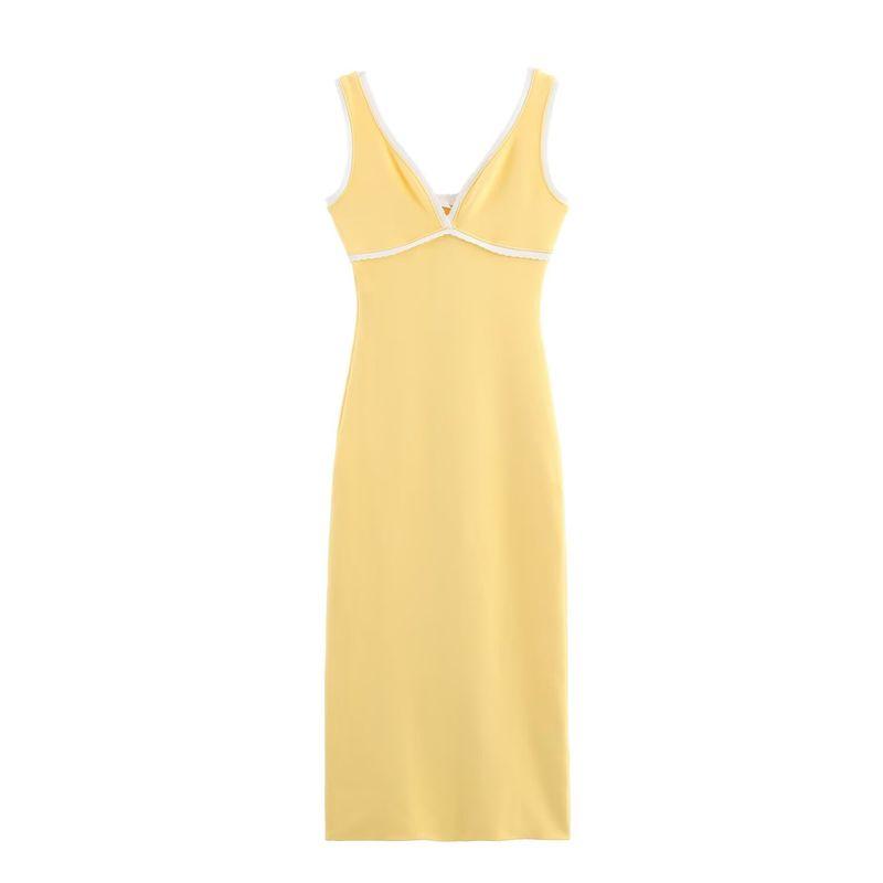 Za Spring New Women's Clothing Zr European and American Style Color-Block Layered Knitted V-Neck Strap Dress 5584211