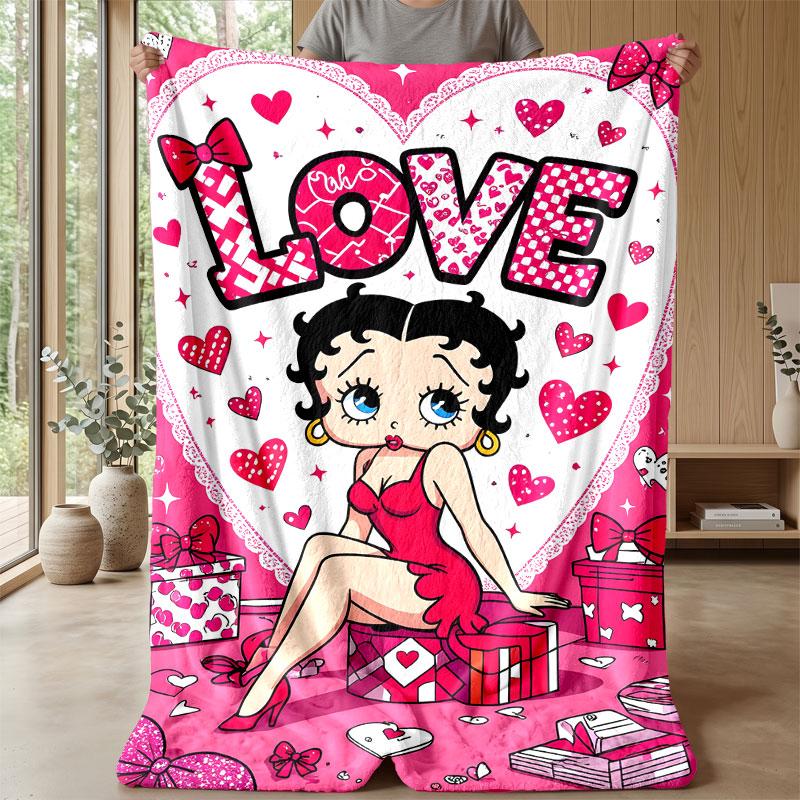Soft Flannel Blanket Lightweight Cozy Bedroom Living Room CoverBetty Boop
