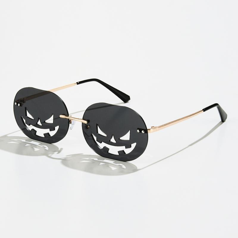 Rimless Pumpkin Shape Sunglasses Women Men Oval Alloy Frame Sun Glasses Female Pumpkin Punk Eyeglasses