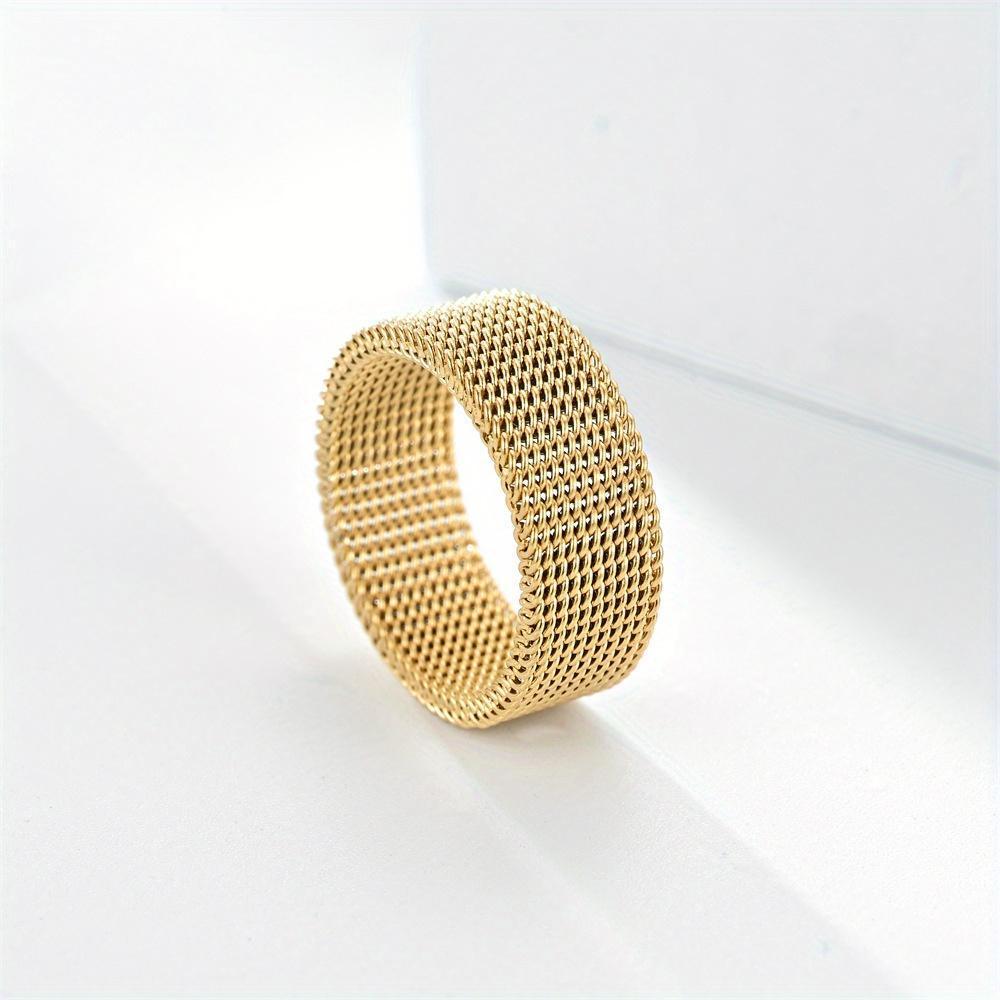 1Pc Fashionable and Versatile Classic Style Mesh Ring, Mesh Titanium Steel Ring