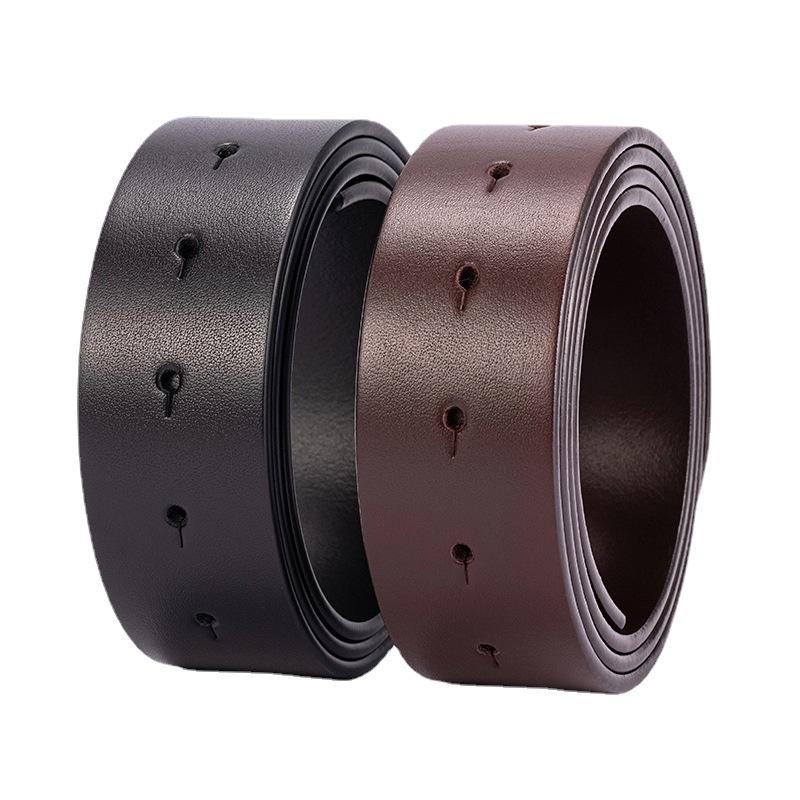 Vegetable Tanned Leather Belt Strip Belt Men's Head Layer Cowhide Headless Belt Business Belt Hanging Belt