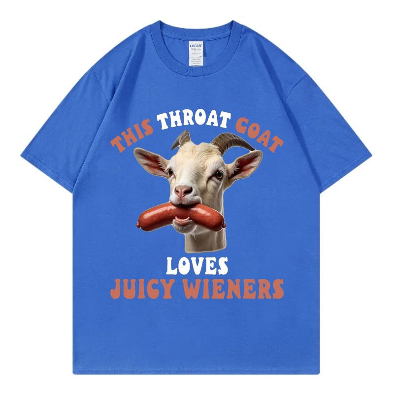 Questa Capra della Gola Ama Salsicce Succose Divertente Meme Maglietta Uomo Donna Moda Streetwear T-shirt Estiva Casual Ampia T-shirt