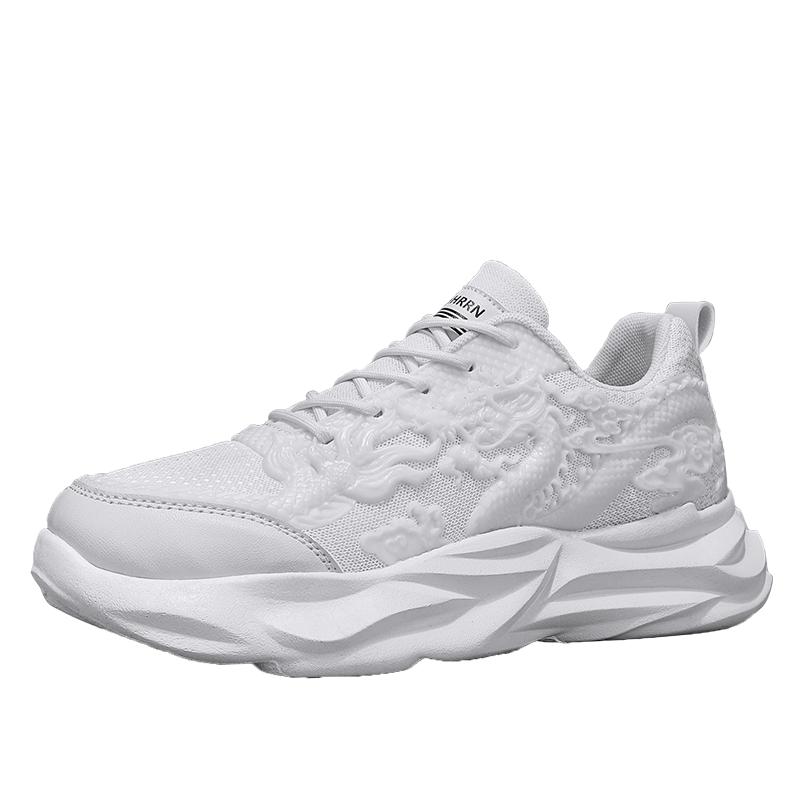 2024 წლის უახლესი შემთხვევითი მამაკაცის ფეხსაცმელი Red Youth Dragon Year მრავალმხრივი სპორტული ფეხსაცმელი სქელი ძირი მსუბუქი ჩვეულებრივი ფეხსაცმელი სუნთქვადი