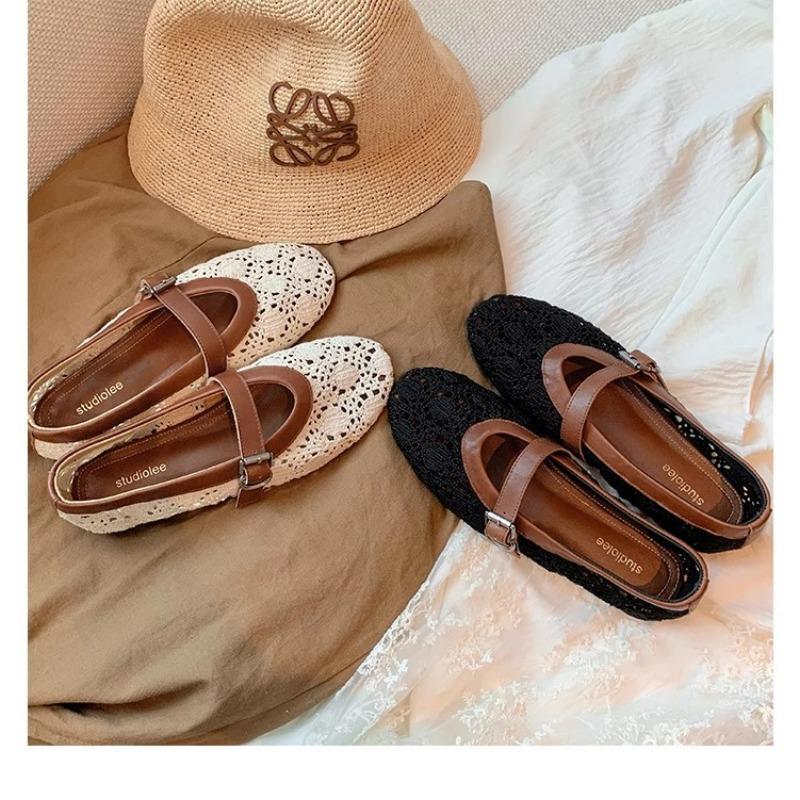 A New Style of Women's Shoes with A Hollowed-out Design and A Versatile Shallow Opening One-shoulder Style