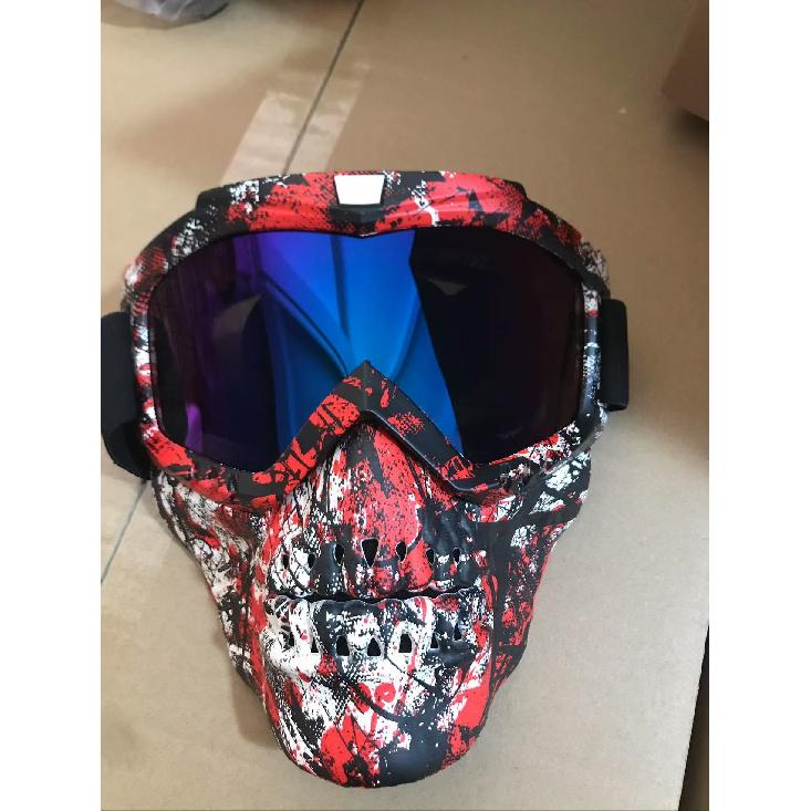 Harley KTM Cycling half-face helmet with full-face goggles, Halloween skull mask, water-transfer printed goggles, cycling mask Average Size