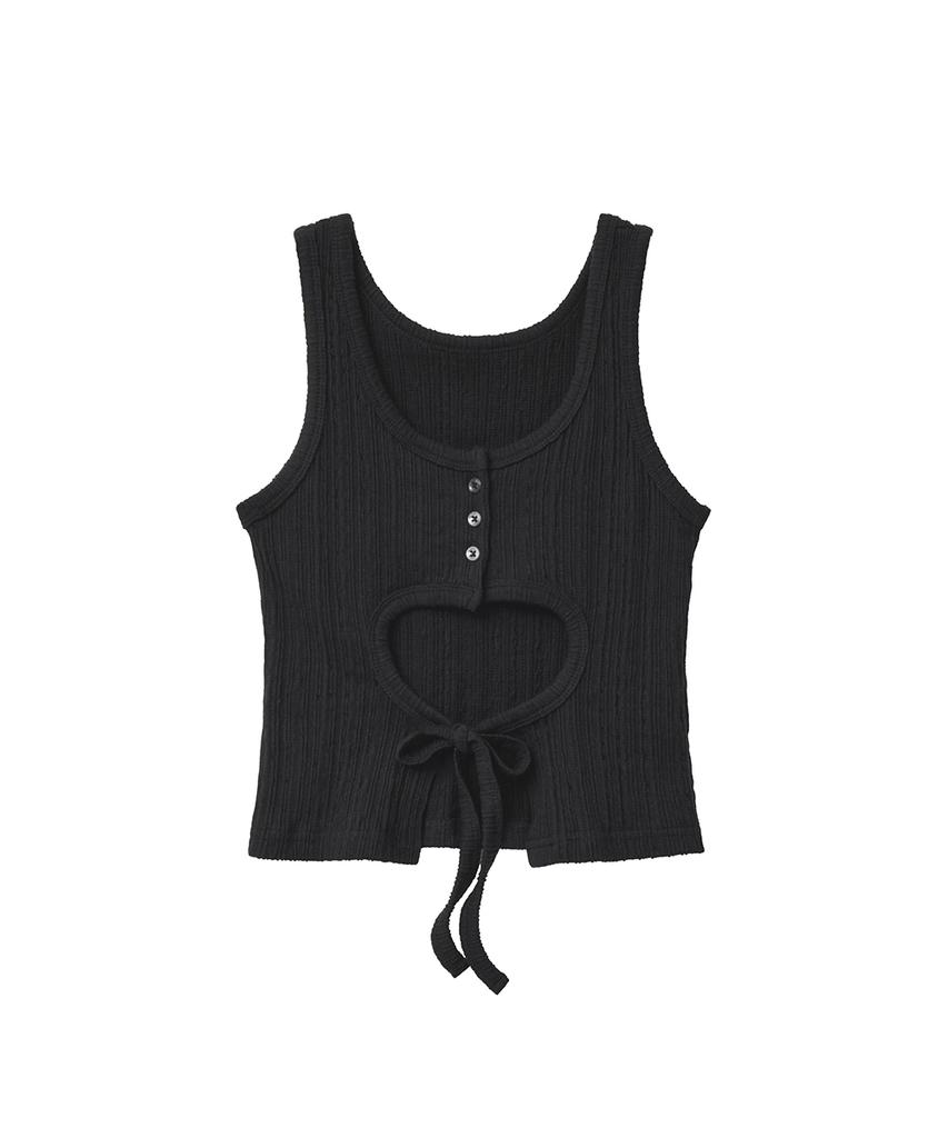 Lense Open Back Tie Top Black