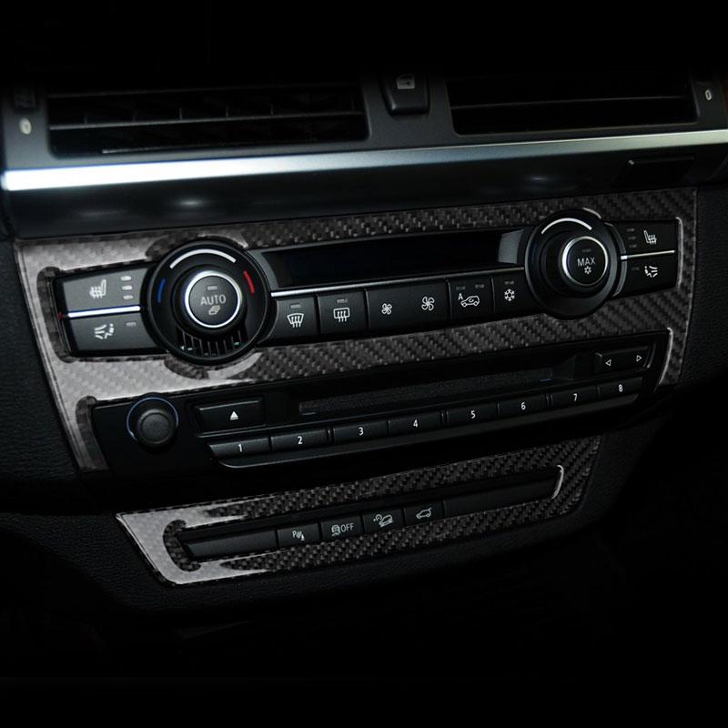 AAACH1 For BMW X5 X6 E70 E71 Accessories Car Interior Air Conditioning CD Console Panel Cover Decoration Trim Carbon Fiber Car Styling