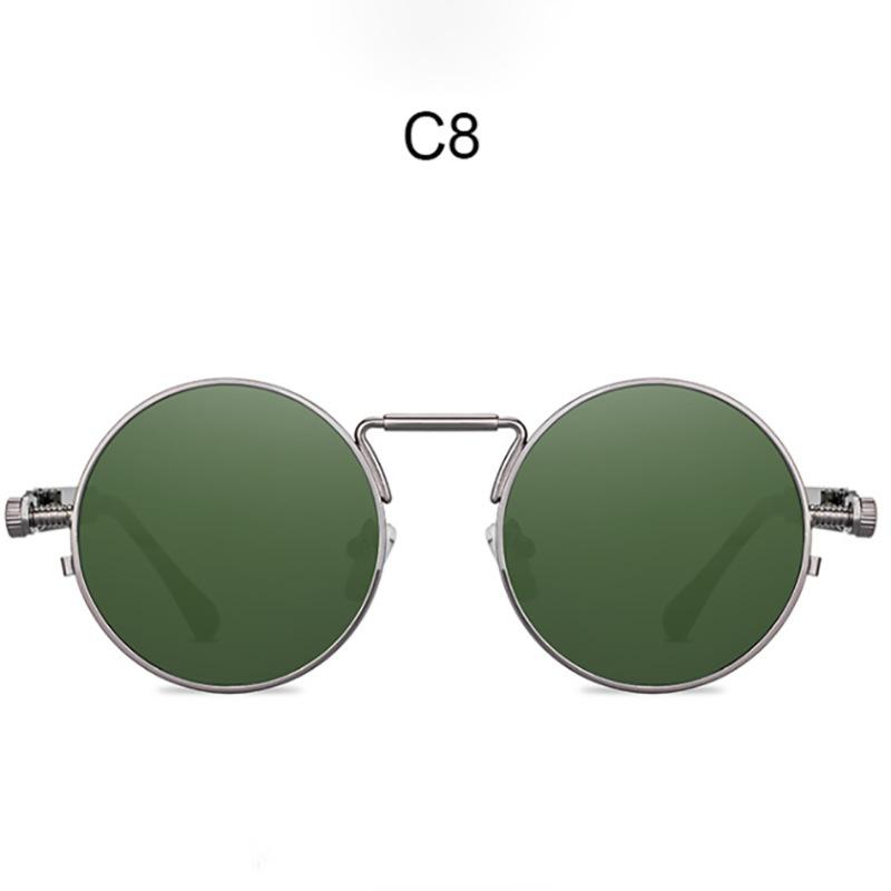 [Customized] Punk style sunglasses men's personalized spring metal glasses legs sunglasses round frame glasses sunglasses